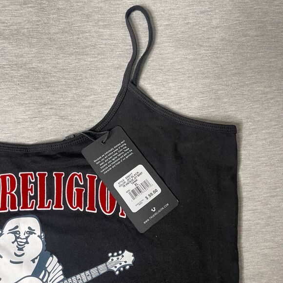 True Religion Women’s Vintage Buddha Logo Baby Cami Tank Top - Picture 6 of 7